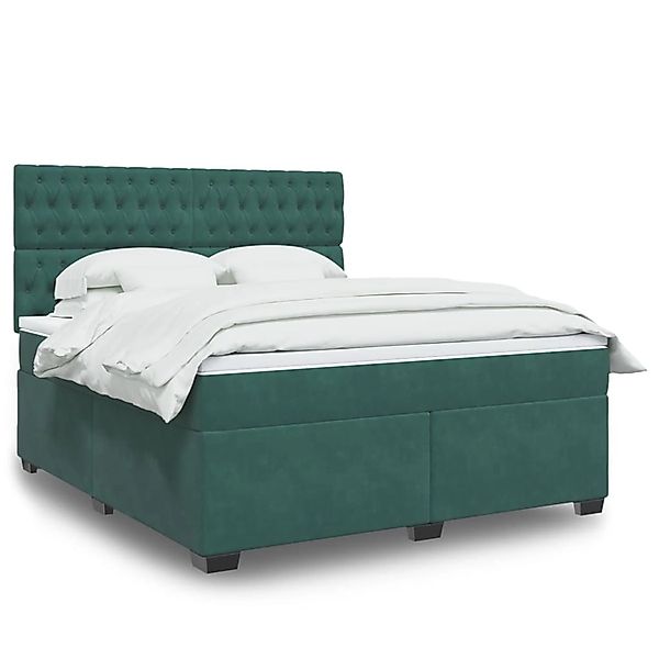 vidaXL Boxspringbett mit Matratze Dunkelgrün 180x200 cm Samt 3293287 günstig online kaufen