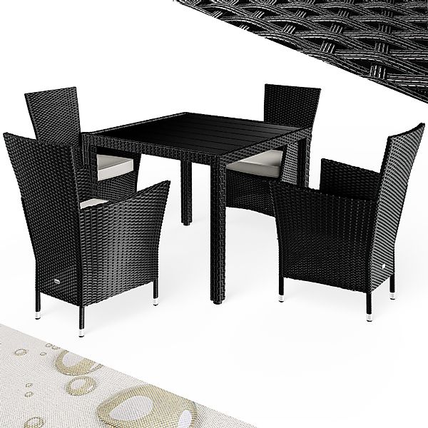Casaria Garten-Essgruppe, Polyrattan 4 Stühle Stapelbar günstig online kaufen