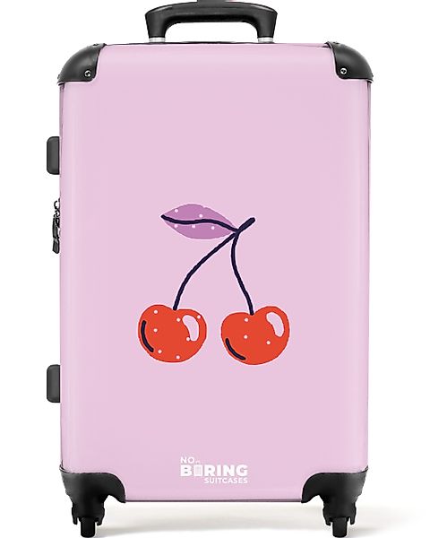 NoBoringSuitcases.com© Hartschalen-Trolley Lila mit roter Kirsche günstig online kaufen