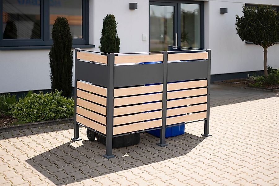 Westmann Mülltonnenverkleidung Planum Metall 2 x 240 l Holzoptik günstig online kaufen