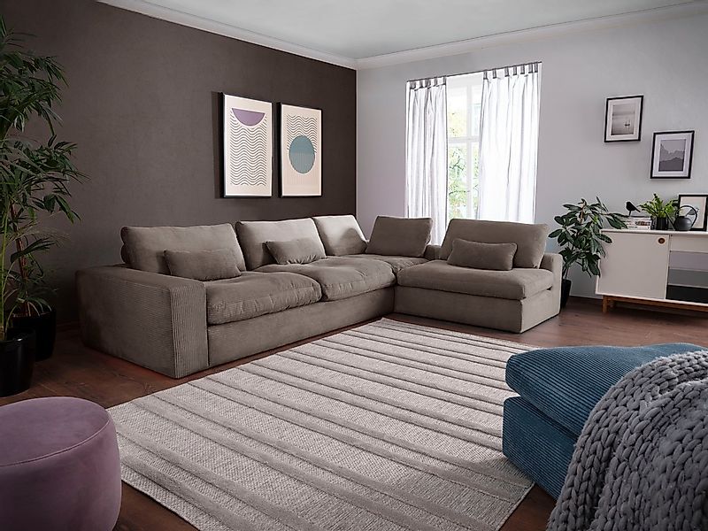 alina Ecksofa »Sandy« mit losen Sitz und Rückenkissen, in modernem Cordstof günstig online kaufen