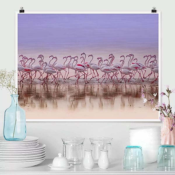 Poster - Querformat Flamingo Party günstig online kaufen