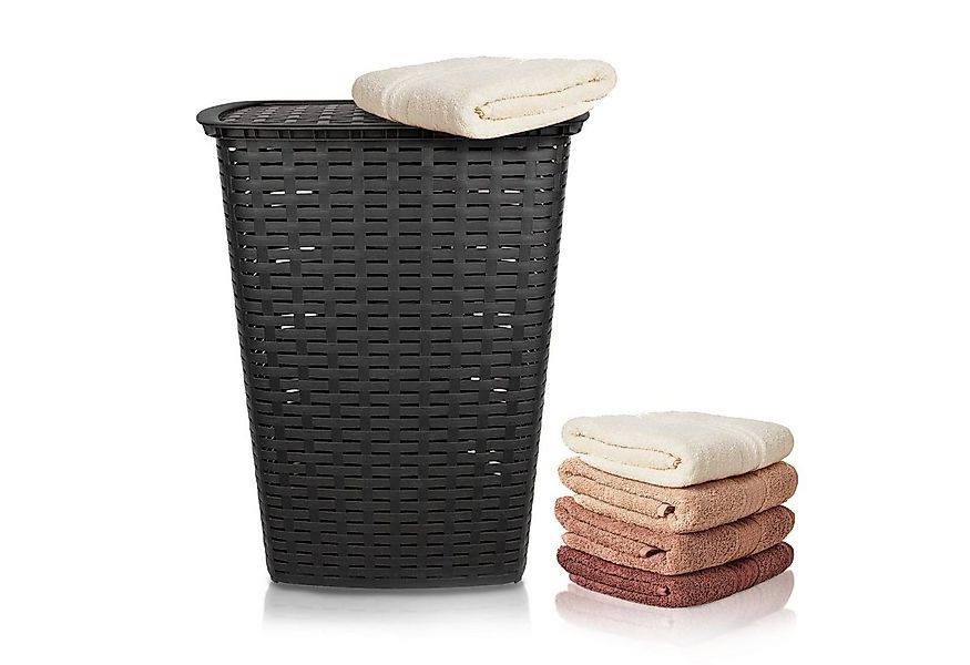 BigDean Wäschekorb Wäschesammler 55L mit Deckel und 2 Griffen (1 St) günstig online kaufen