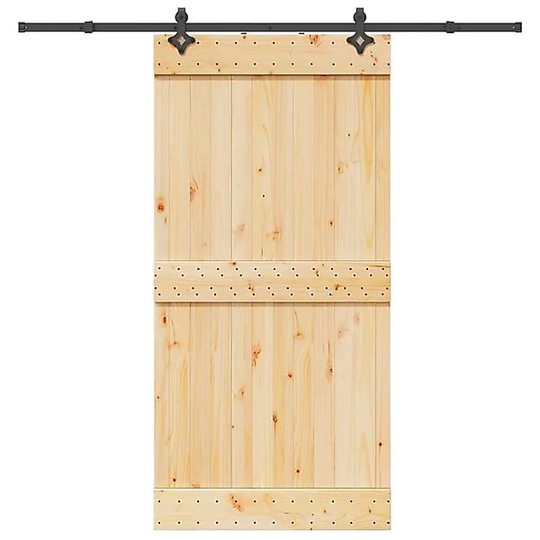 vidaXL Schiebetür mit Beschlag 100x210 cm Massivholz Kiefer 3332687 günstig online kaufen
