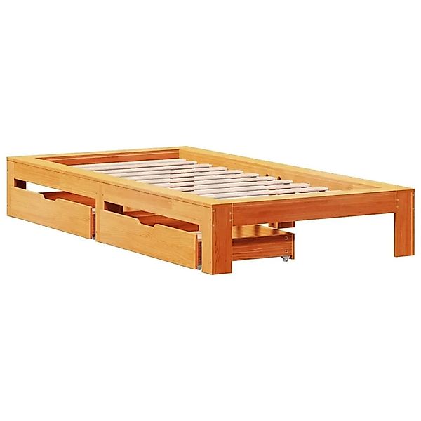 vidaXL Massivholzbett ohne Matratze Wachsbraun 90x190 cm Kiefernholz 330902 günstig online kaufen
