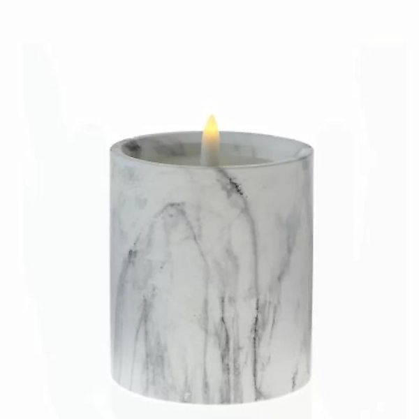 MARELIDA LED Kerze Marmoroptik flackernd H: 12cm grau günstig online kaufen