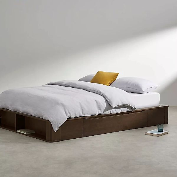 Kano Plattformbett mit Schubladen (160 x 200 cm), Walnuss - MADE.com günstig online kaufen