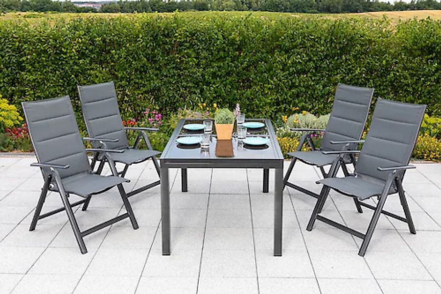 MERXX Garten-Essgruppe »Taviano« Set, 5 Stk. tlg. 4 Klappsessel, 5-fach ver günstig online kaufen