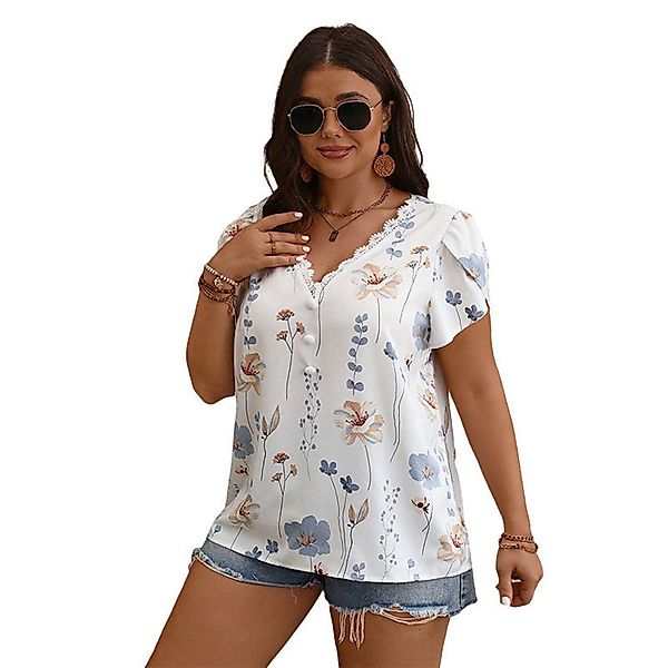 YRIIOMO T-Shirt Elegante Damenbluse mit V günstig online kaufen
