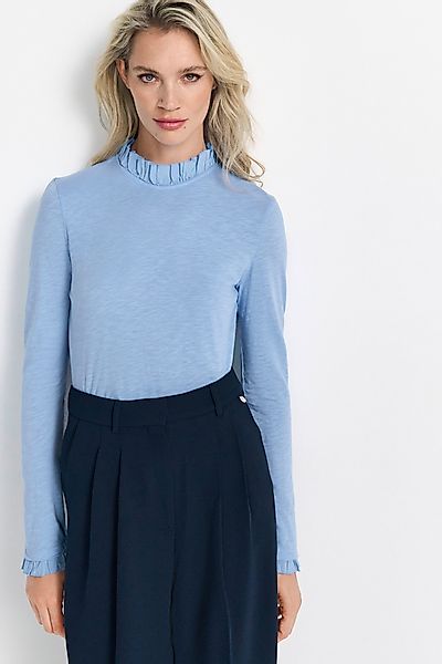 RICHROYAL Langarmshirt "2409 O Slub F LS" mit Rüschenkante an Ausschnitt un günstig online kaufen