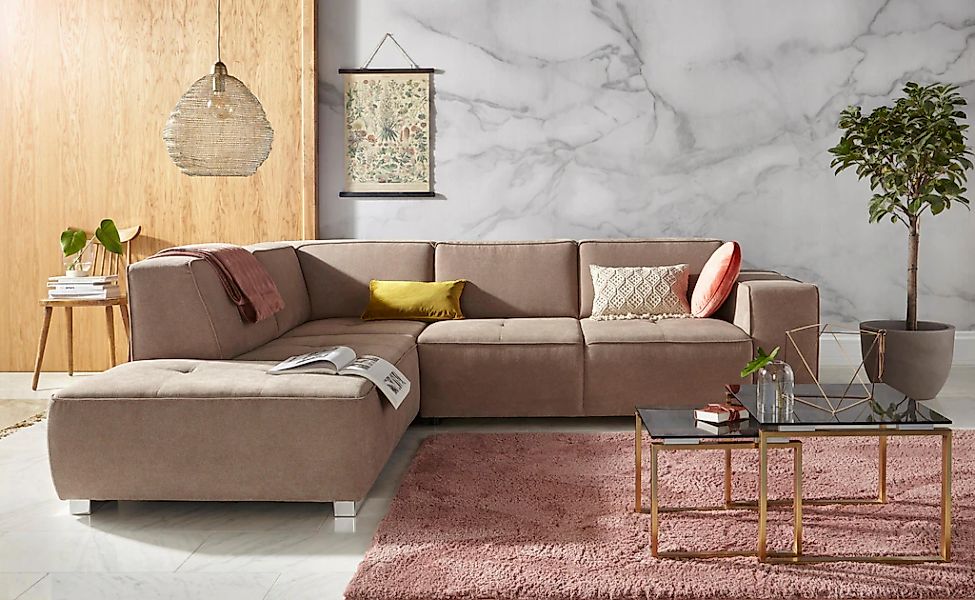Home affaire Ecksofa "Sapporo L-Form" wahlweise Bettfunktion oder Sitztiefe günstig online kaufen