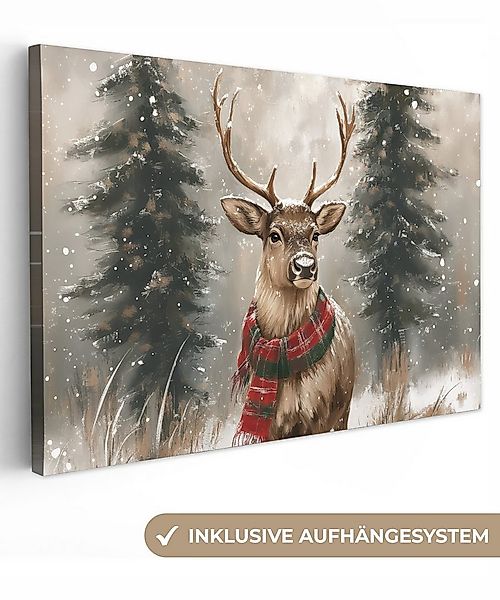 OneMillionCanvasses® Leinwandbild Winter - Wald - Rentier - Dunkelheit, Fot günstig online kaufen