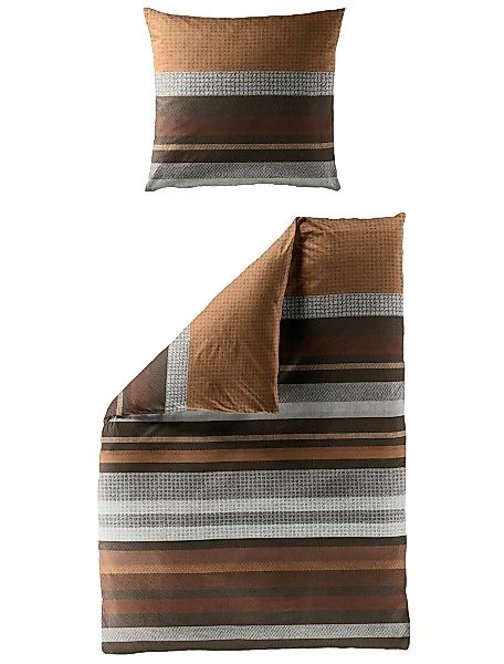 JACK Bettwäsche 135x200cm Streifen Braun Grau günstig online kaufen