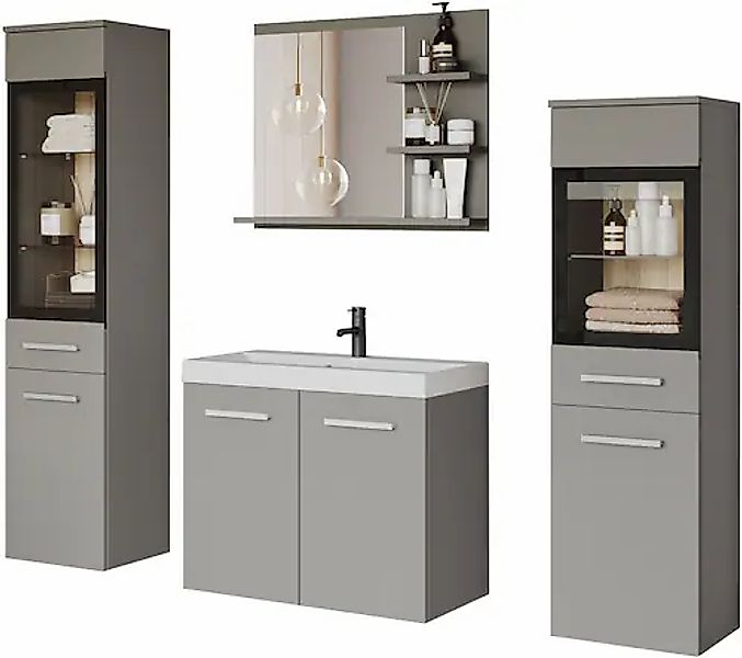 welltime Badmöbel-Set »MADRIT« Komplett-Set, mit Waschbecken, 5 Stk. tlg. günstig online kaufen