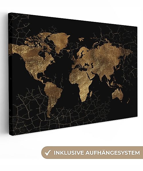 OneMillionCanvasses® Leinwandbild Weltkarte - Marmor - günstig online kaufen