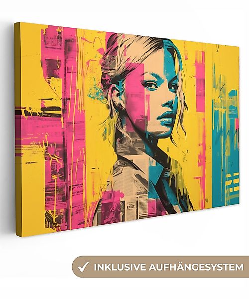 OneMillionCanvasses® Leinwandbild Frau - Malstreifen - günstig online kaufen