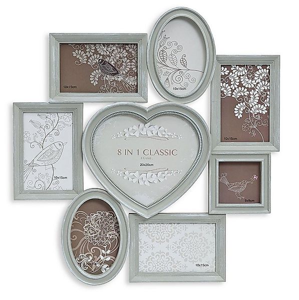 Levandeo® Bilderrahmen Collage, Fotorahmen Bilderrahmen 49x50cm Herz Grau 8 günstig online kaufen