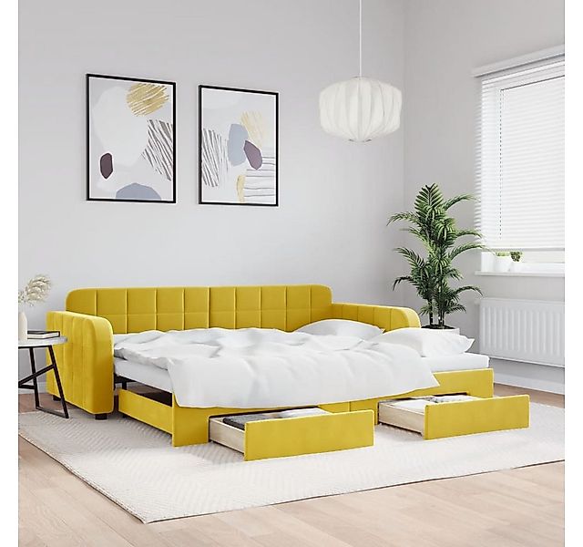 vidaXL Gästebett Gästebett Tagesbett Ausziehbar mit Schubladen Gelb 90x200 günstig online kaufen