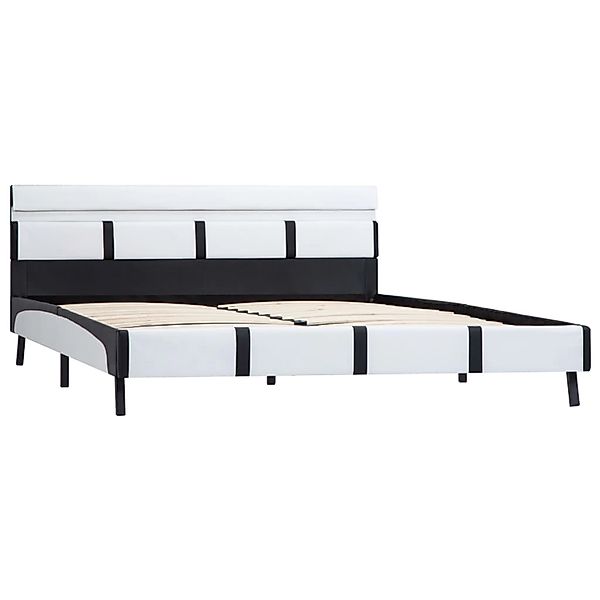 vidaXL Bettgestell mit LED Weiß Kunstleder 160x200 cm 280300 günstig online kaufen