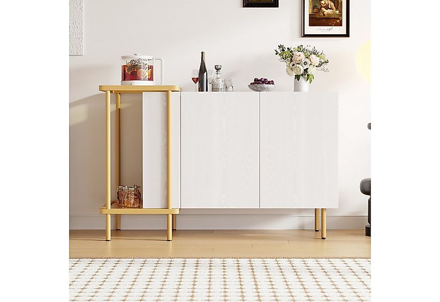 KLAM HOME Sideboard Sideboard Schwarz: 2 Türen, 2 offene Fächer, stylischer günstig online kaufen
