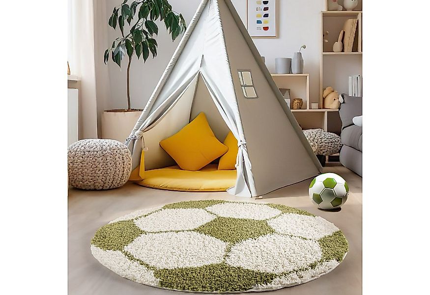 Carpettex Kinderteppich Fußball-Design, Rund, Höhe: 30 mm, Kinder Teppich F günstig online kaufen