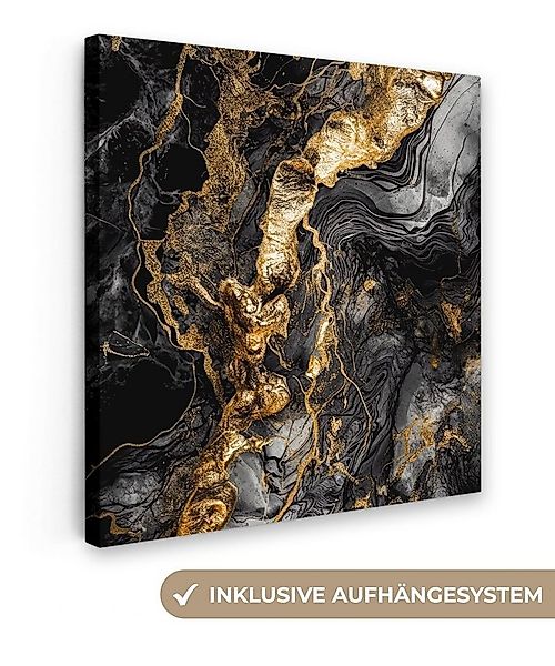 OneMillionCanvasses® Leinwandbild Marmor - Schwarz - Gold - Abstrakt, Fotod günstig online kaufen