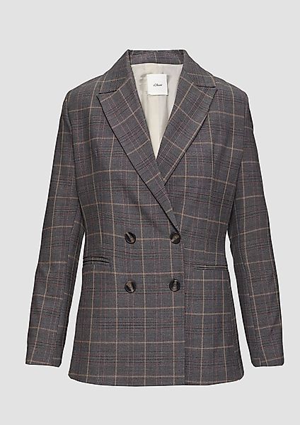 s.Oliver BLACK LABEL Funktionsjacke Doppelreihiger Karo-Blazer günstig online kaufen