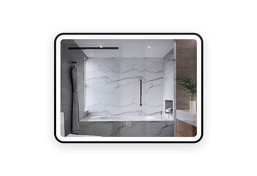 duschspa Badspiegel LED Spiegel mit Rahmen Schwarz Wandspiegel mit Beleucht günstig online kaufen