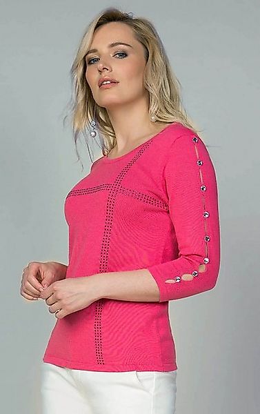 Passioni 3/4 Arm-Pullover mit Glitzerstreifen, Schlitzöffnungen günstig online kaufen