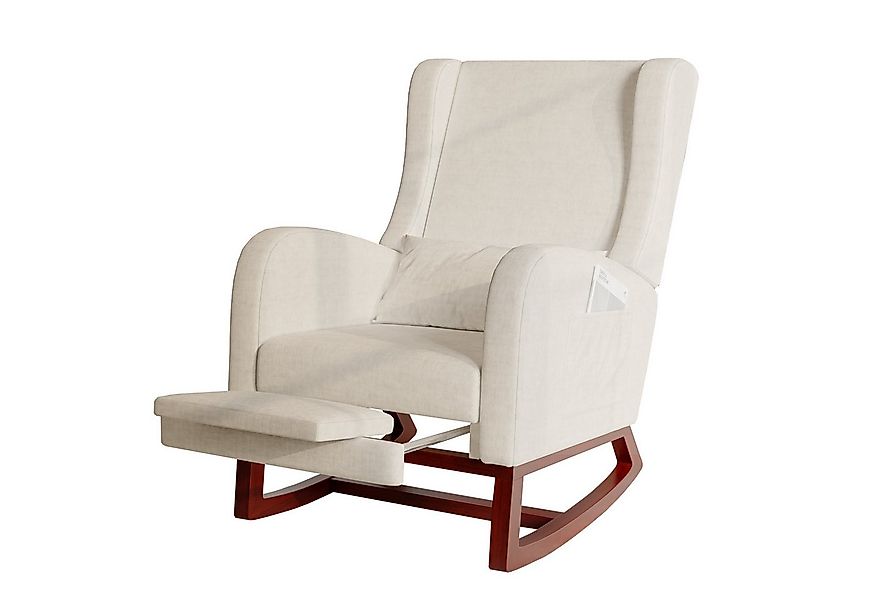 FUROKOY Schaukelstuhl Stillsessel Relaxsessel mit Holzsockel Fußstütze Verd günstig online kaufen