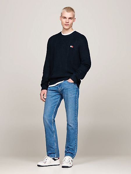 Tommy Jeans Sweatshirt "TJM SLIM CABLE KNIT CNECK", mit bestickten Markenlo günstig online kaufen