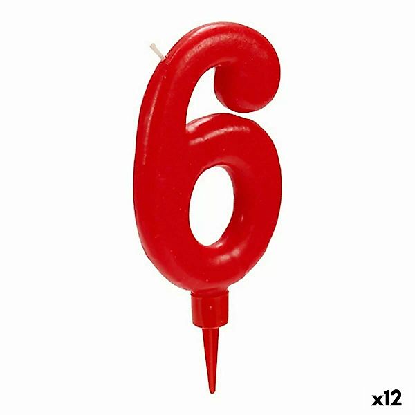 Kerze Rot Geburtstag Zahle 6 (12 Stück) günstig online kaufen
