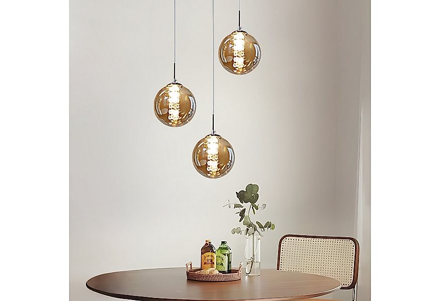 Nettlife Pendelleuchte G9 Pendelleuchte 3-flammig Bernstein/Grau Glas, Höhe günstig online kaufen