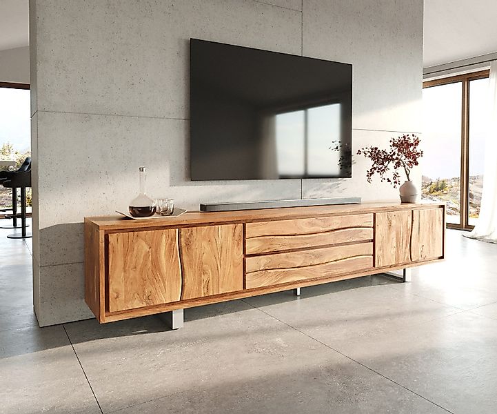 DELIFE Lowboard Live-Edge, Akazie Natur 300 günstig online kaufen