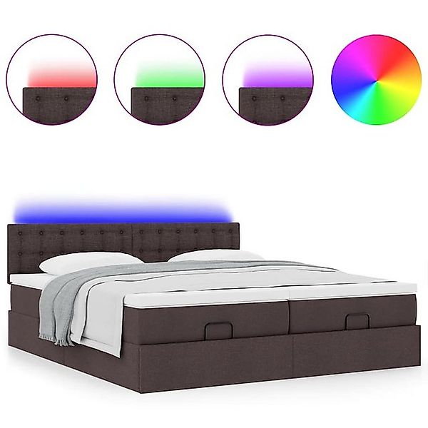 vidaXL Bett Ottoman-Bett mit Matratzen & LEDs Dunkelbraun 180x200 cm Stoff günstig online kaufen