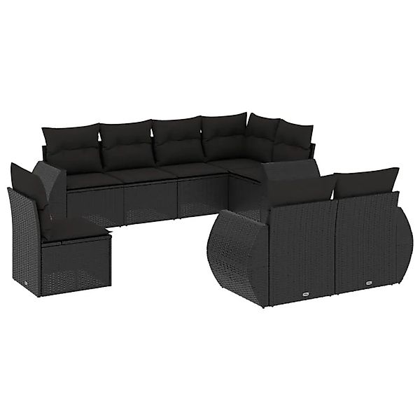 vidaXL 8-Tlg Garten-Sofagarnitur mit Kissen Schwarz Poly Rattan 3221634 günstig online kaufen