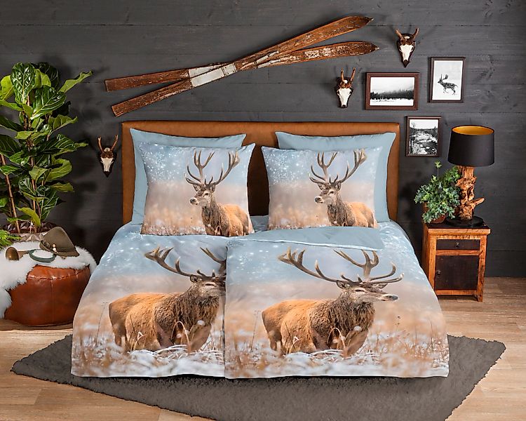 good morning Wendebettwäsche "Jolly" 3 Stk. tlg. Biber, 135x200, Winter, Wa günstig online kaufen