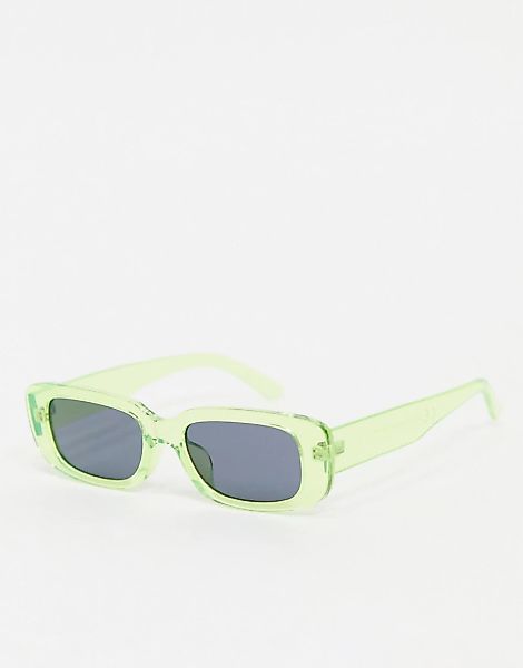 Pieces – Quadratische Plexiglas-Sonnenbrille in Grün in Retro-Optik günstig online kaufen
