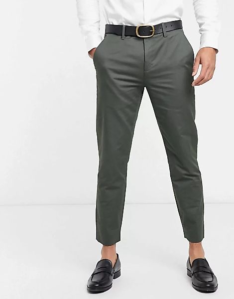 Ted Baker – Cliftro – Kurz geschnittene Hose aus gefärbter Baumwolle-Grün günstig online kaufen