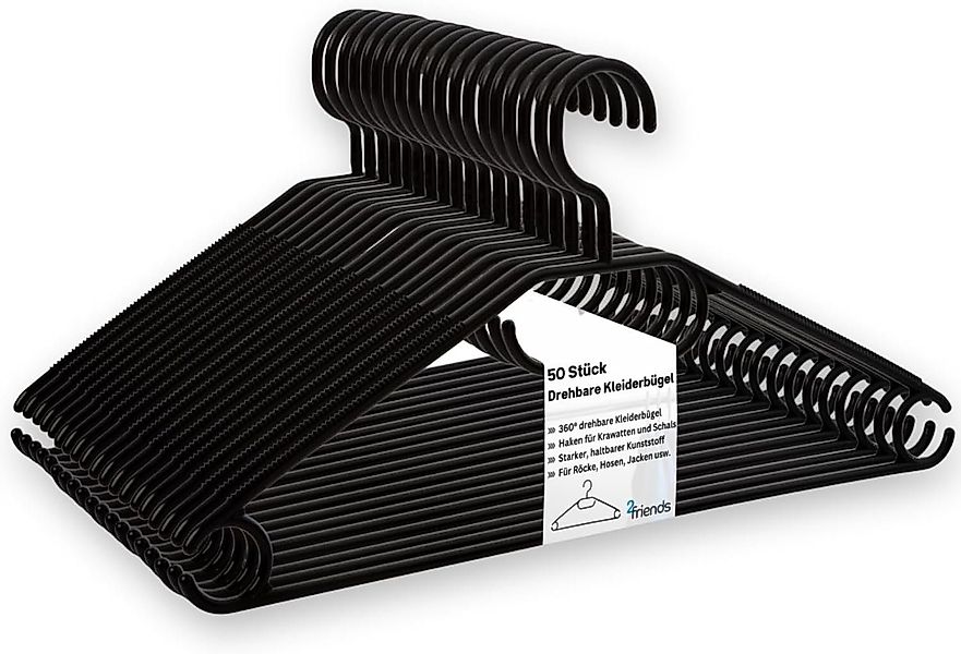 2friends Kleiderbügel Großpackung Schwarze Kleiderbügel 50 günstig online kaufen