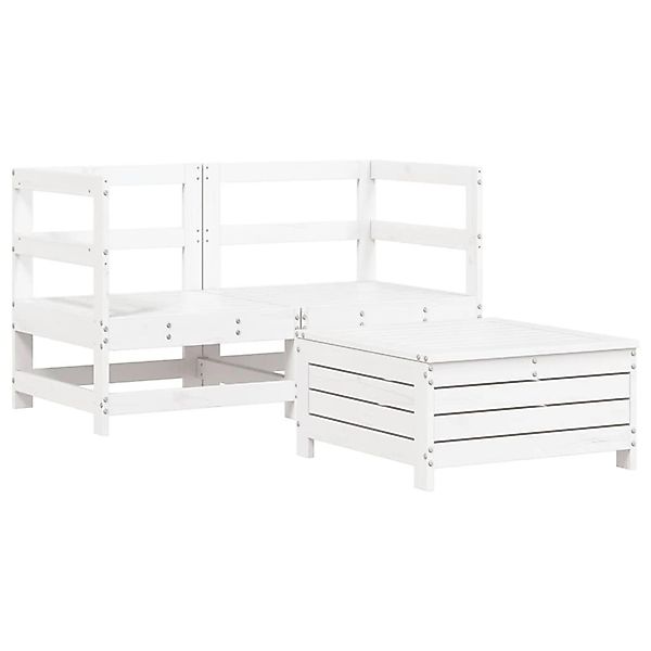 vidaXL 3-Tlg Garten-Sofagarnitur Weiß Massivholz Kiefer 3250753 günstig online kaufen