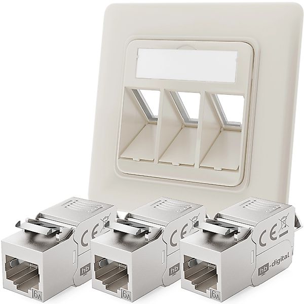 hb-digital Netzwerkdose Unterputz Einsatz 3 Port mit 3x Keystone Modul CAT günstig online kaufen