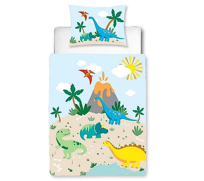 MTOnlinehandel Babybettwäsche Dino 100x135 + 40x60 cm, 100 % Baumwolle Flan günstig online kaufen
