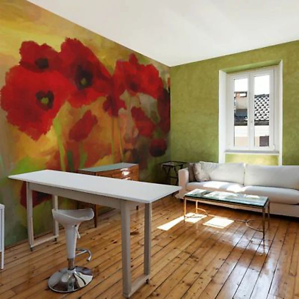 artgeist Fototapete Mohnblumen in warmen Tönen mehrfarbig Gr. 250 x 193 günstig online kaufen