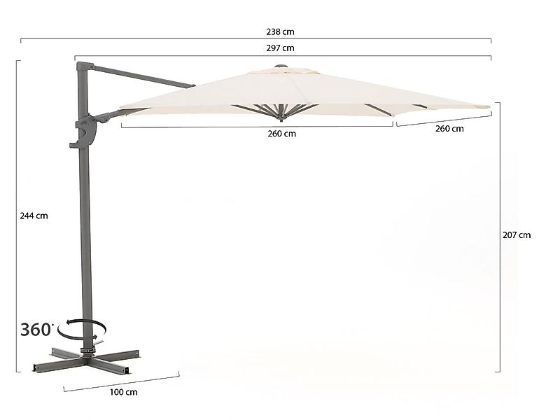 Shadowline Francisco Ampelschirm 260x260cm günstig online kaufen