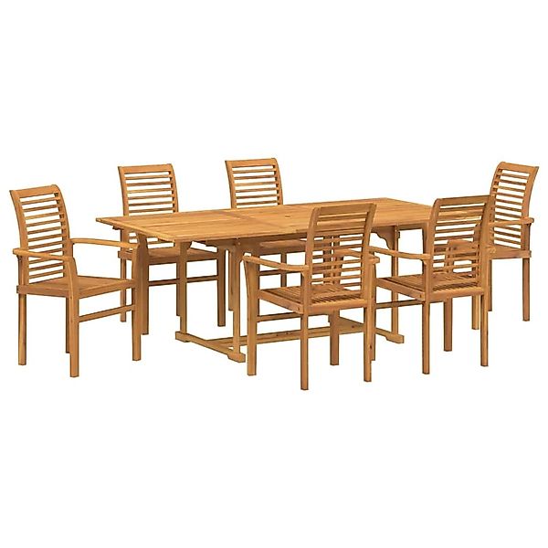 vidaXL Garten Essgruppe 7-Tlg Braun 200 x 100 x 75 cm Massivholz Teak 33839 günstig online kaufen