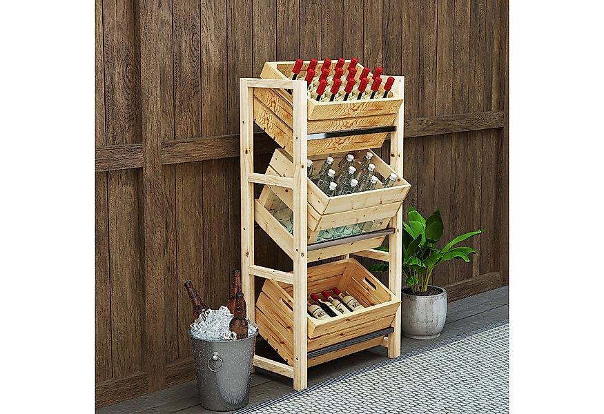 Outsunny Weinregal für 3 Getränkekisten, mit 3 Ebenen, freistehend, belast günstig online kaufen