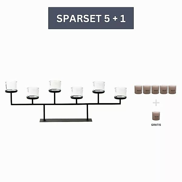 Sparset Eisenleuchter Tizio inkl. 1 Set Kerzen-Orchidee günstig online kaufen