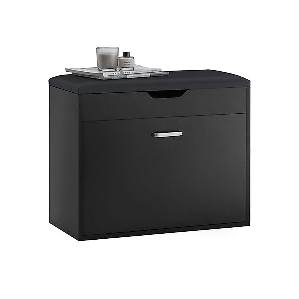 SoBuy Schuhbank mit Sitzkissen und 1 Klappe Holz Schwarz FSR95-SCH günstig online kaufen