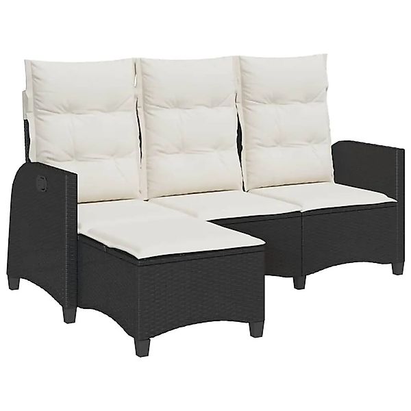 vidaXL Gartensofa mit Liegefunktion Kissen L-Form Schwarz Poly Rattan 41082 günstig online kaufen